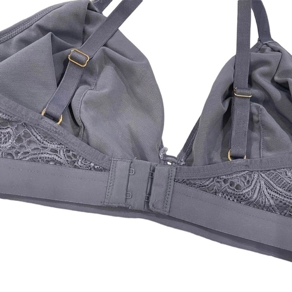 Lively Floral Lace Keyhole Busty Bralette No Wire Gray Size 1 (32DD, 33D/DD) - Picture 8 of 13
